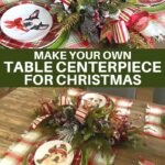 Christmas Themed Centerpieces with decorated Christmas plates