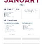 2021 Craftpreneur Design Planner Monthly Page