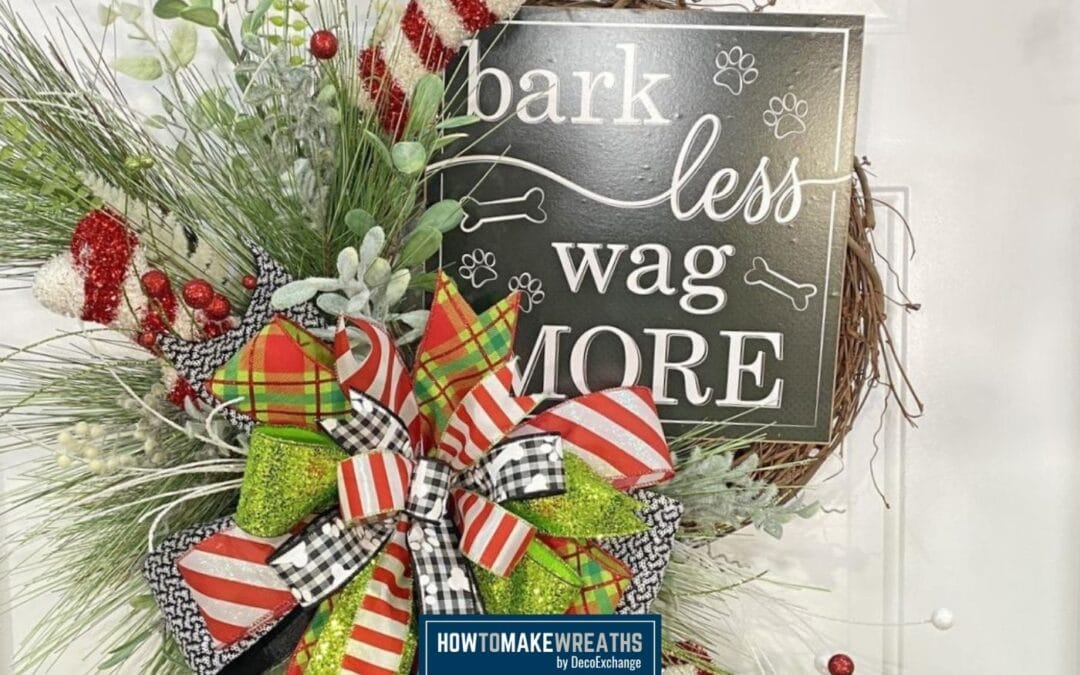 Bark Less Wag More Dog Christmas Wreath