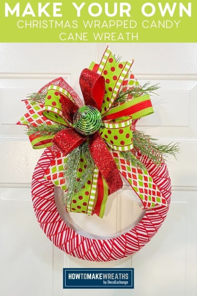 Make Your Own Christmas Wrapped Candy Cane Wreath