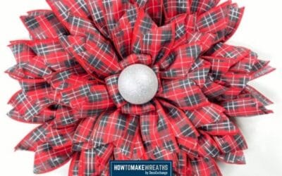 DIY Red Plaid Ribbon Flower Wreath