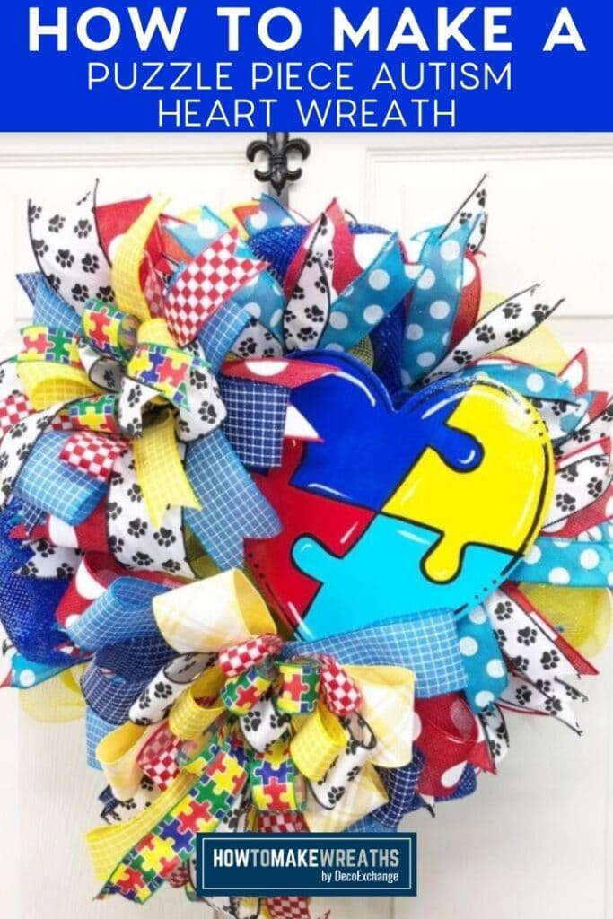 How to Make a Puzzle Piece Autism Heart Wreath