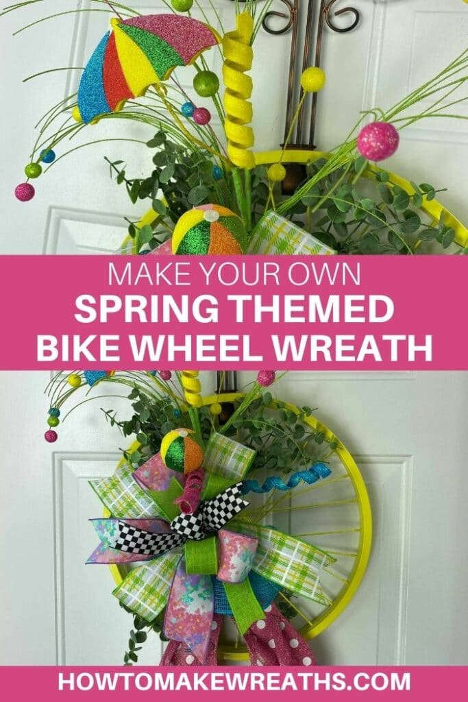 Make Your Own Spring Themed Bike Wheel Wreath