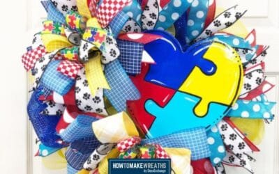 Puzzle Piece Autism Awareness Heart Wreath