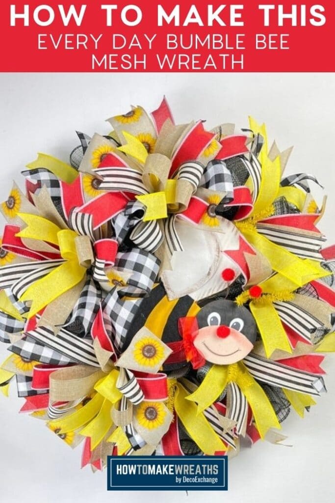 How to Make this Every Day Bumble Bee Mesh Wreath