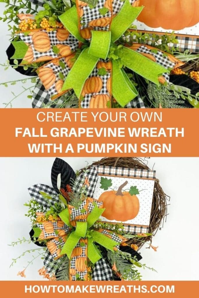 Create Your Own Designer Fall Grapevine Wreath With a Pumpkin Sign