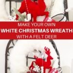 Make Your Own White Christmas Wreath with a Felt Deer