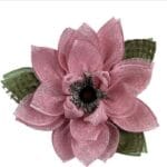 pink magnolia wreath with green deco mesh leaves