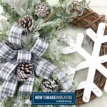 Winter Greenery Grapevine Wreath with wood white snowflake
