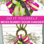 moss bunny door hanger with colorful bow