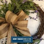 Lavender wreath with burlap ribbon