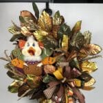 Deco Mesh Wreath with Turkey attachment and Leaves