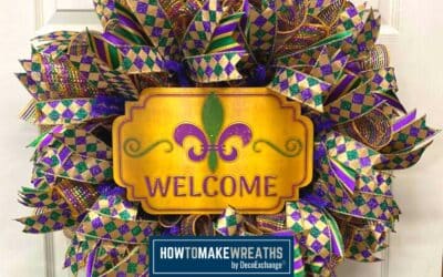 Deco Mesh And Ribbon Tail Mardi Gras Wreath