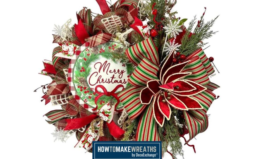 DIY Merry Christmas with Poinsettia Deco Mesh Wreath