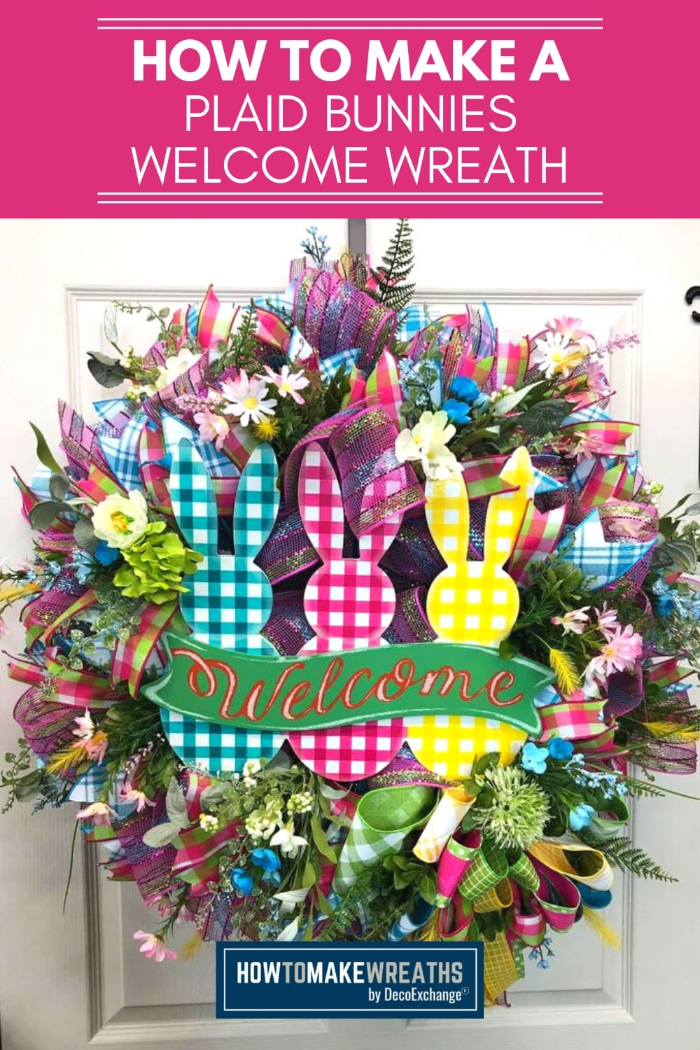 How to Make a Plaid Bunny Wreath DIY