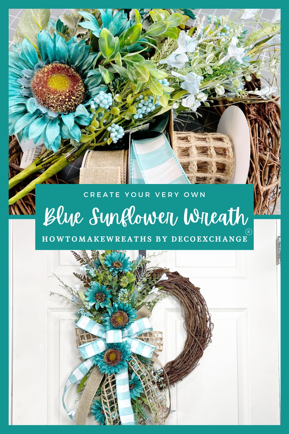 DIY Blue Sunflower Wreath for Front Door Beauty - How to Make Wreaths ...