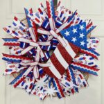 patriotic themed wreath with ribbons and foam firework