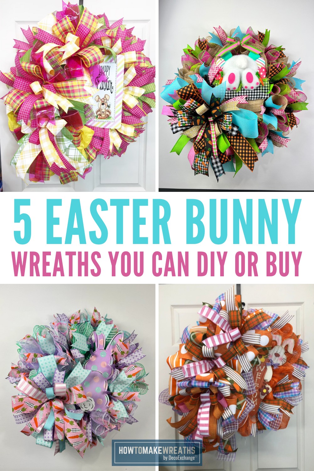 collage of Easter bunny wreaths