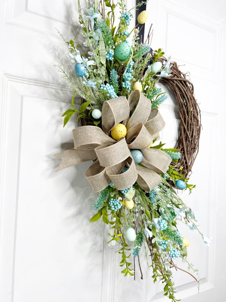 side view of an Easter wreath