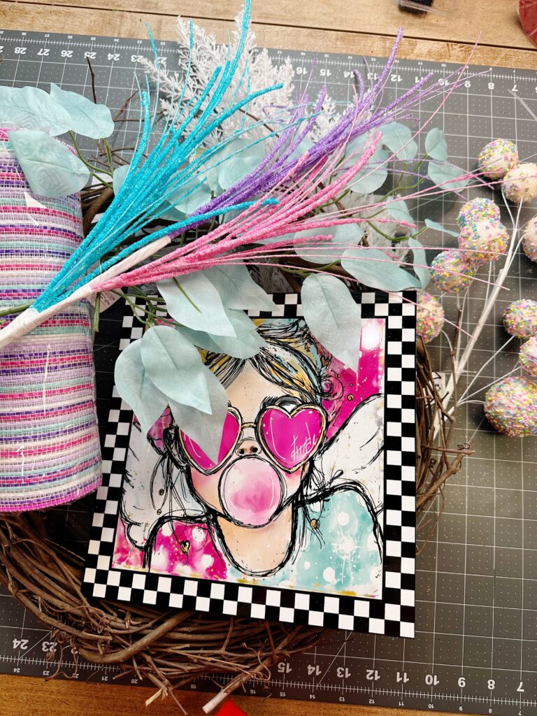 wreathmaking supplies on a cutting mat