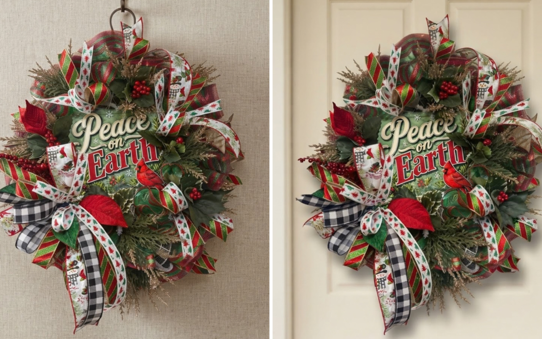 How to Make a Peace on Earth Christmas Mesh Wreath
