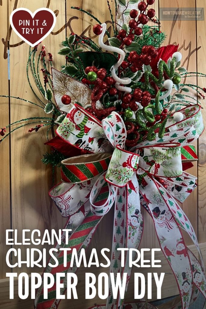 Beautiful handmade Christmas tree topper bow.