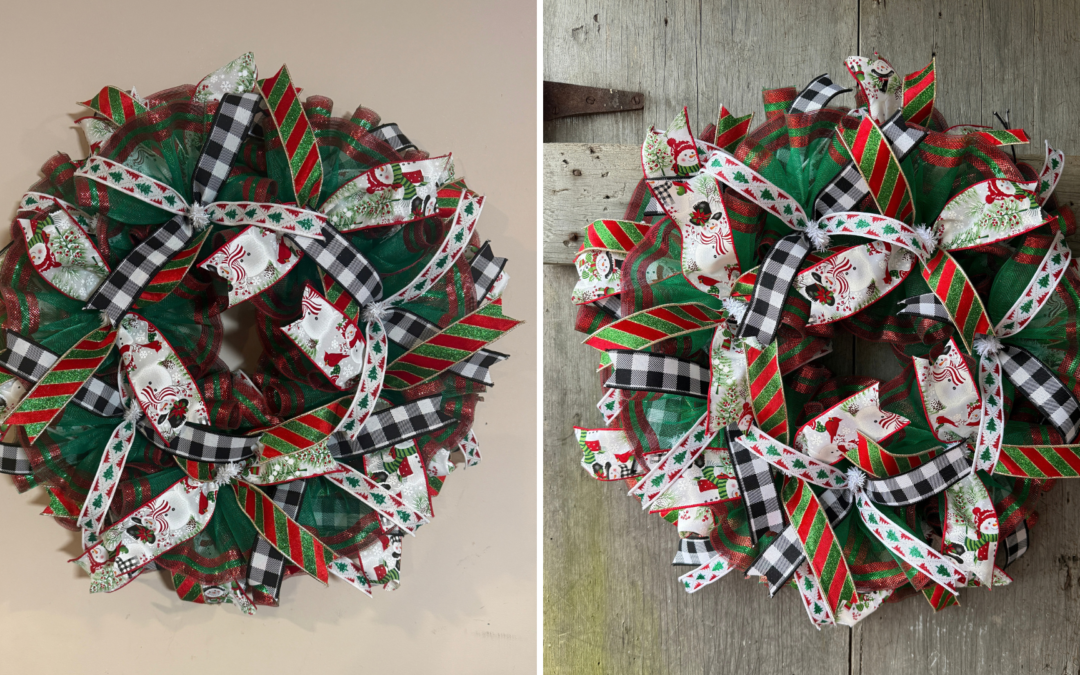 How to Make a Snowman Mesh Wreath on a Work Frame