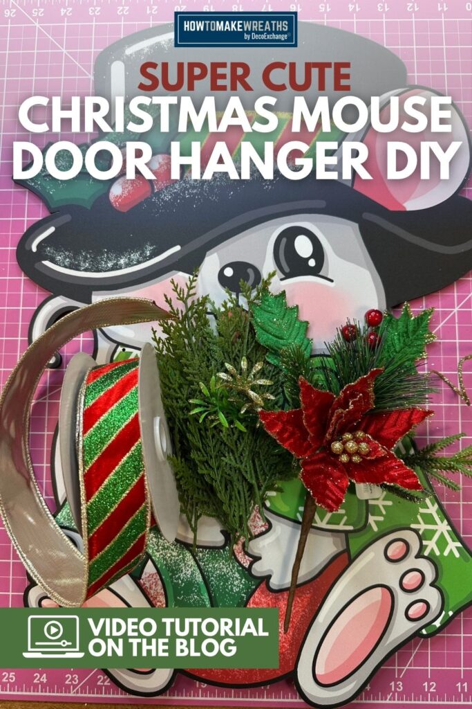 supplies needed to create a cute embellishment for a Christmas mouse door hanger.
